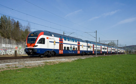 A look at the electric train that will eventually run on Caltrain. But will it have enough bike space? Photo: Stadler