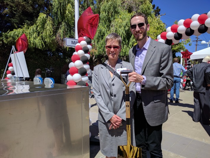 State Senator Scott Wiener and Mayor Ed Lee's transportation director, Gillian Gillett.