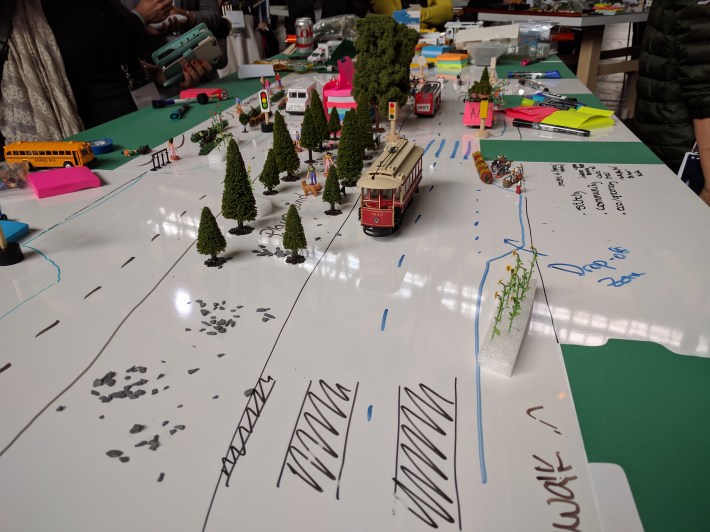 Jonah Houston of IDEO ran a breakout session where participants built models of streets. Photo: Streetsblog/Rudick