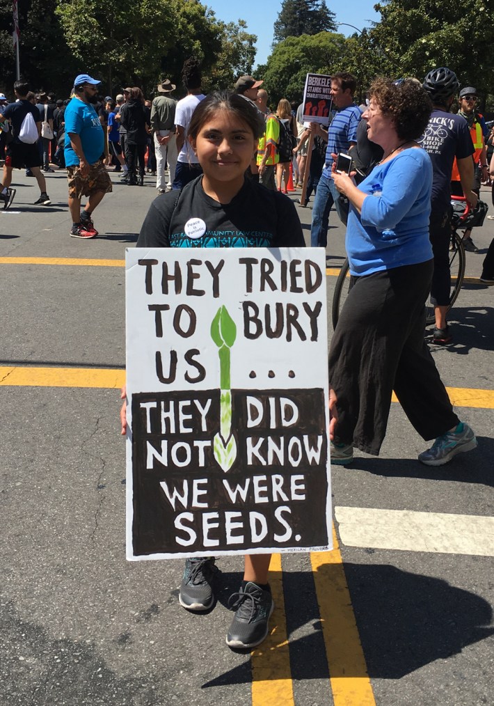 Clever signs ruled the day in Berkeley. Photo by Melanie Curry