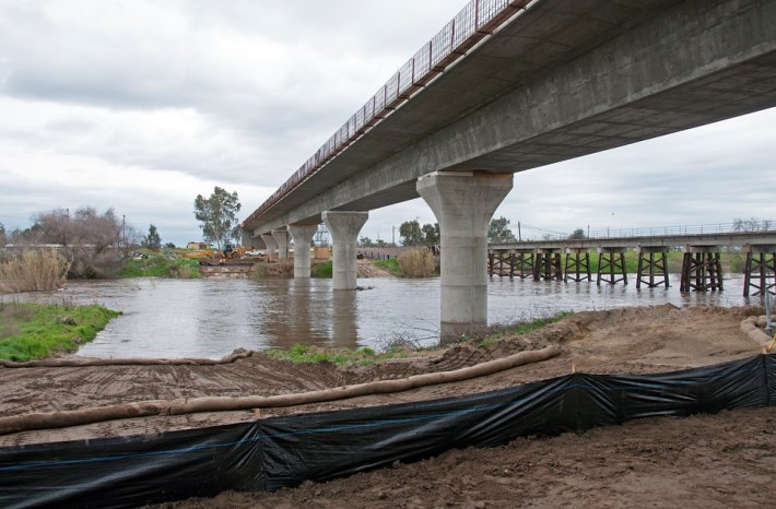 The Fresno River crossing is one piece of HSR construction one can see while riding Amtrak's antique trains through the Central Valley. Photo: CaHSRA