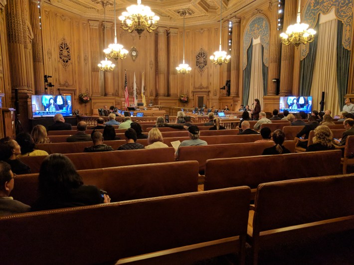 Some 20 merchants from Chinatown, SoMa and West Portal came to speak out for construction compensation at today's meeting of the Audit and Oversight Committee