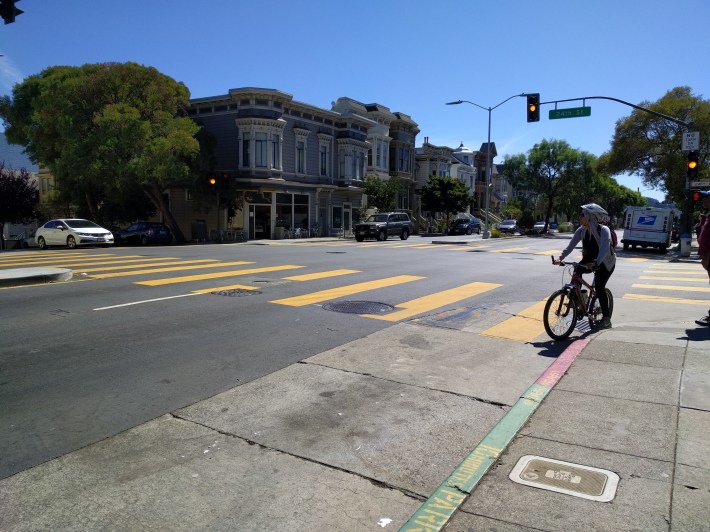 The intersection, looking north, during a rare break in speeding traffic. Photo: Streetsblog/Rudick