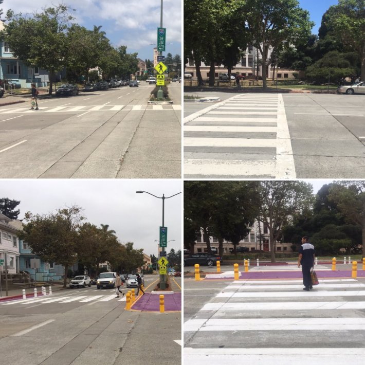 This shot of the before and after views helps illustrate the changes. Photo: Nicole Ferrara, Oakland DOT