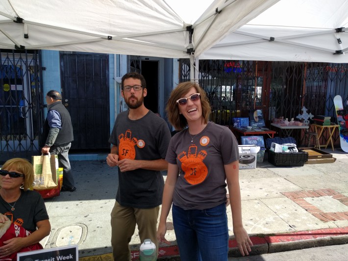 The SF Transit riders Rachel Hyden and Matt Cleinman, wrapping up the second annual 'Transit Week' at Sunday Streets