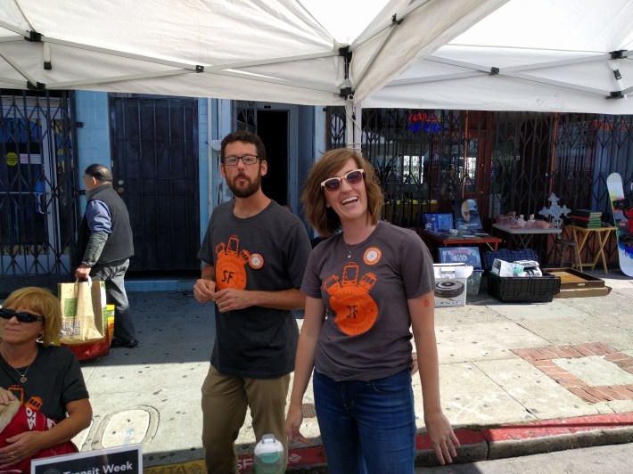 The SF Transit riders Rachel Hyden and Matt Cleinman, wrapping up the second annual 'Transit Week' at Sunday Streets