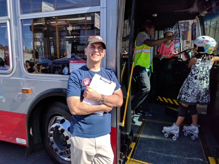 Joel Ramos recruiting a new generation of transit riders and drivers, plus handing out Clipper cards