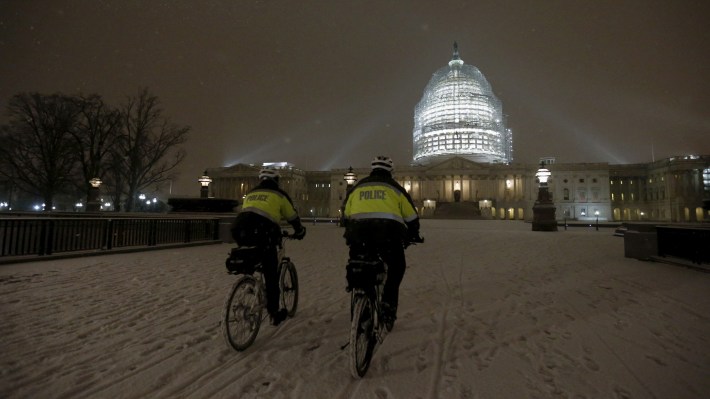 These DC police also probably don't like riding in bad weather. Photo: ITV.