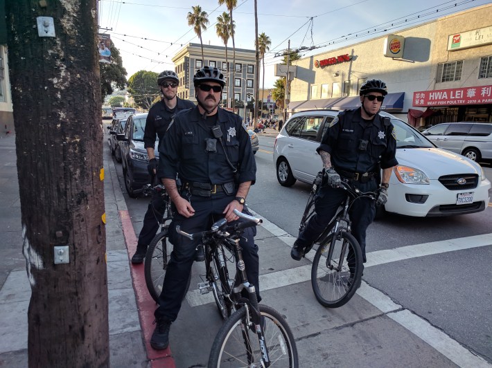 SFPD escorted the walk on foot, bike, and motorcycle