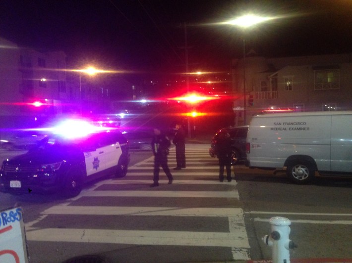 The scene where Tam was killed on Saturday night. With proper refuge islands, this scene could have resembled the lead photo--a damaged car instead of a life lost. (The photographer requested his name be withheld).