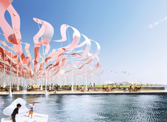 A conceptual rendering of artwork using flexible solar panels. Image: LAGI