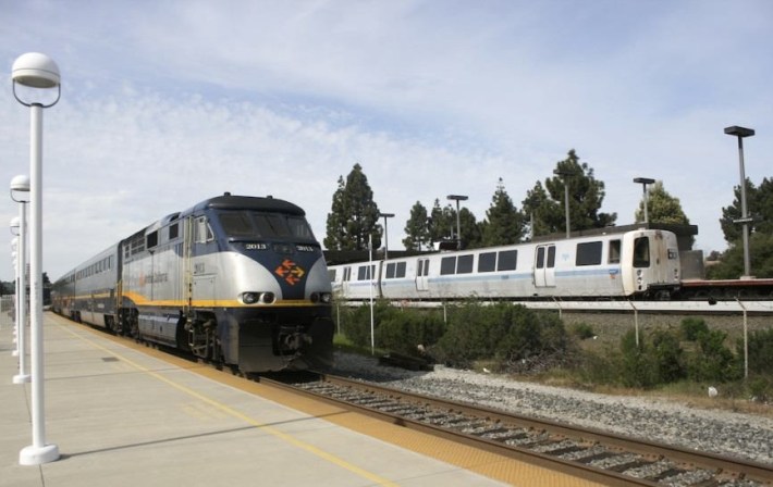 The transfer between Amtrak and BART, currently the fastest way to get from Sacramento to San Francisco without a car. Photo: City of Richmond
