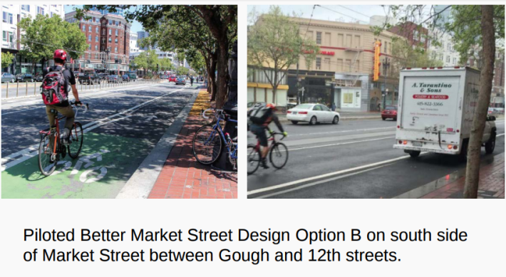 The failure of these bike lane pilots lead SFMTA to go back to the drawing board. Photos: SFMTA