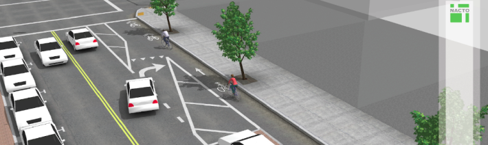 A diagram of a mixing zone of the type commonly employed on new projects. Image: NACTO via SFBC