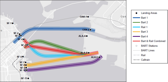 Possible Transbay crossings. Image: BART