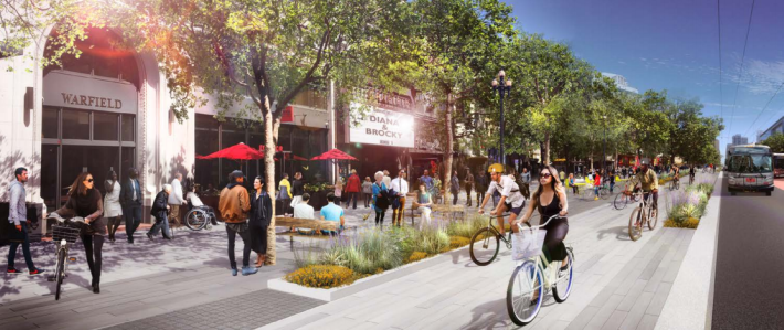 A rendering of what the new Market Street will look like. Image: SFMTA