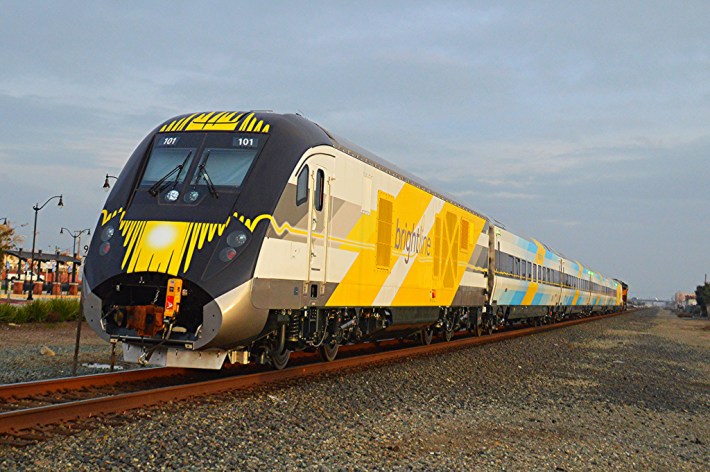 Higher-speed Trains, such as Florida's 'Brightline' trains, could run in California (under Amtrak) as the CaHSRA opens interim services. Photo: Wikipedia Commons
