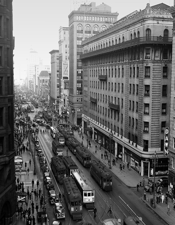 A look at Market Street of old, with four streetcar tracks. Photo: SF Public Works