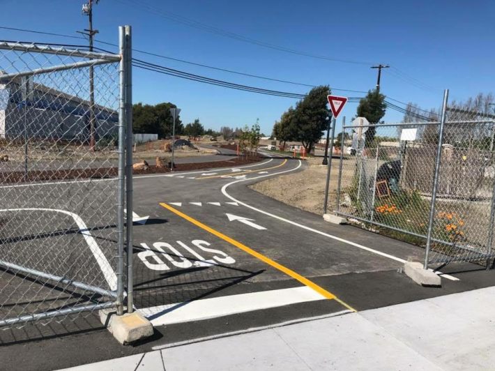The bike path through Jean Sweeney park is done...but still fenced off, usually. Photo: Pete Grosser