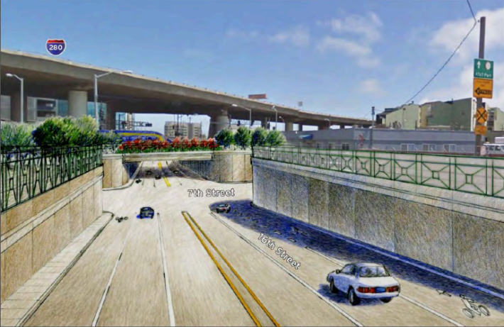 Staff is recommending a tunnel under Pennsylvania to avoid streetscapes such as this. Image: SF Planning