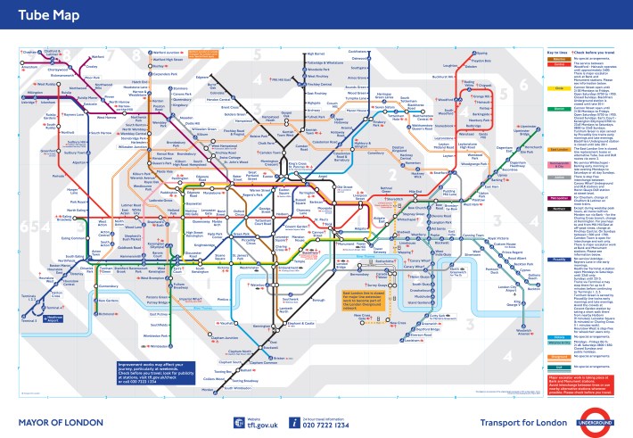 A map of the London transit system, with its fare zones, all integrated under a single fare umbrella. Image: TfL