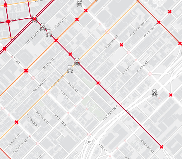 A screen shot from San Francisco's injury and fatality tracker. Image: SFGov