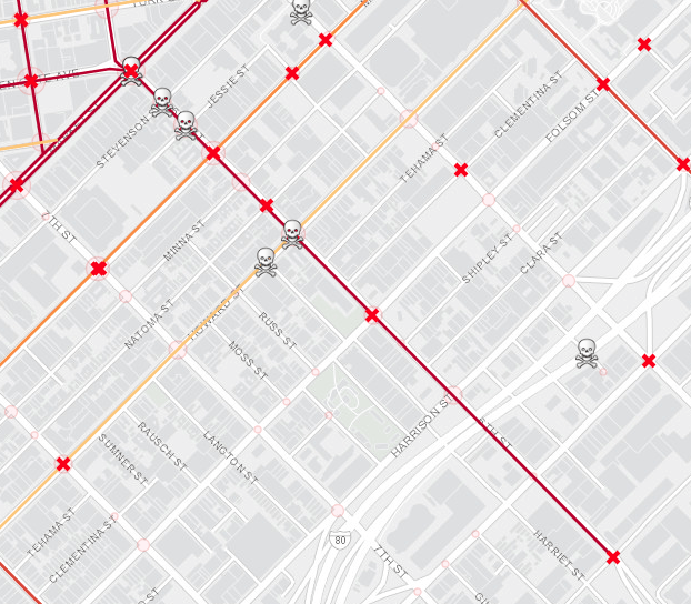 A screen shot from San Francisco's injury and fatality tracker. Image: SFGov