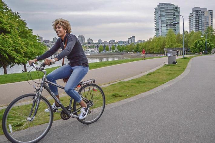 By dividing their "promenade" into clearly defined bike and ped space, Vancouver has made a more safe and comfortable seawall. Photo: Bruntlett