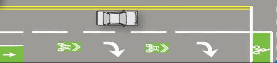 A detail from the SFMTA drawings...again, unprotected intersections/mixing zones. Image: SFMTA