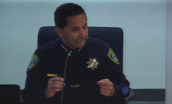 Chief Carlos at this morning's regular BART meeting. Image: BART TV