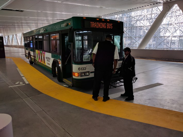 Buses will be able to proceed directly to the upper and lower decks of the bridge, without competing with private cars for space on the bridge ramps and city streets. Once on the bridge, it's back to Bay Area traffic