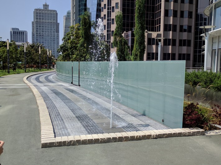 The water treatment that erupts as a bus passes below