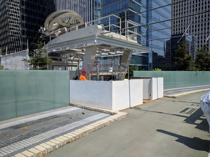 The aerial tram at rooftop level. It will not open until late September