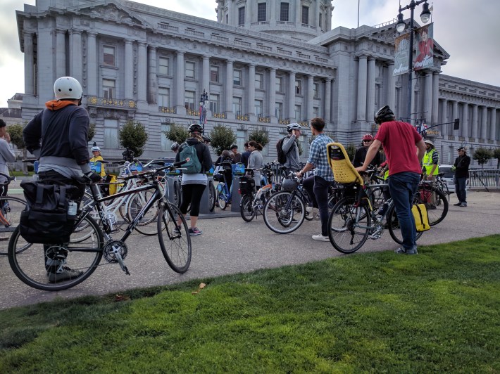 The group getting ready for the ride Tuesday after work