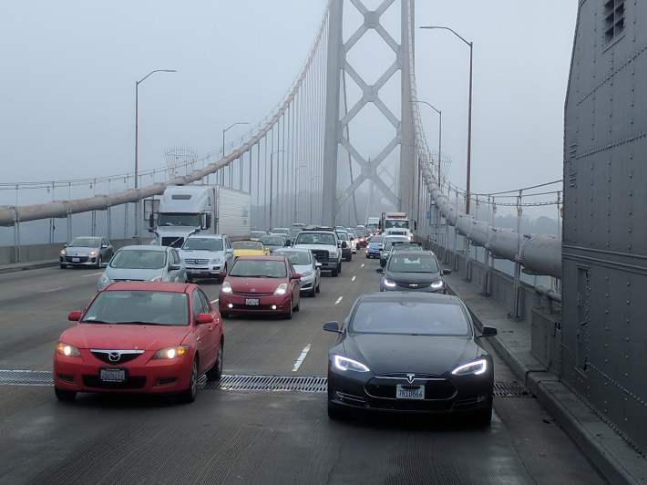 "Normal" on the Oakland Bay Bridge. Is this what we want to return to? Photo: Streetsblog/Rudick