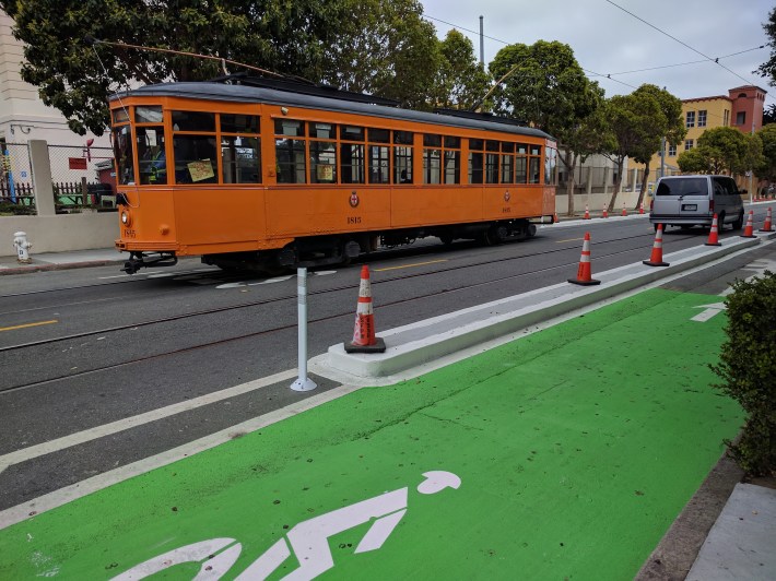 Current conditions on 17th, with a historic streetcar heading to Castro and Market