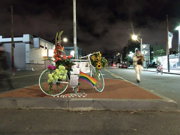 Russell Franklin's ghost bike. Photo: Taylor Ahlgren