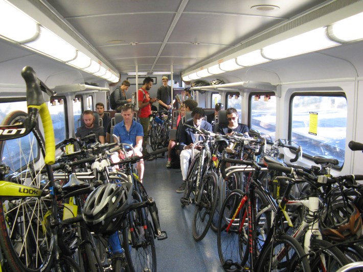 A Caltrain bike-car. Photo: Shirley Johnson