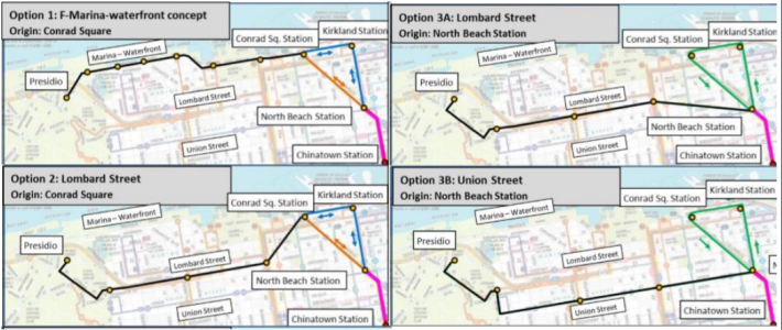 Possible options for extending further west. Image: SFMTA