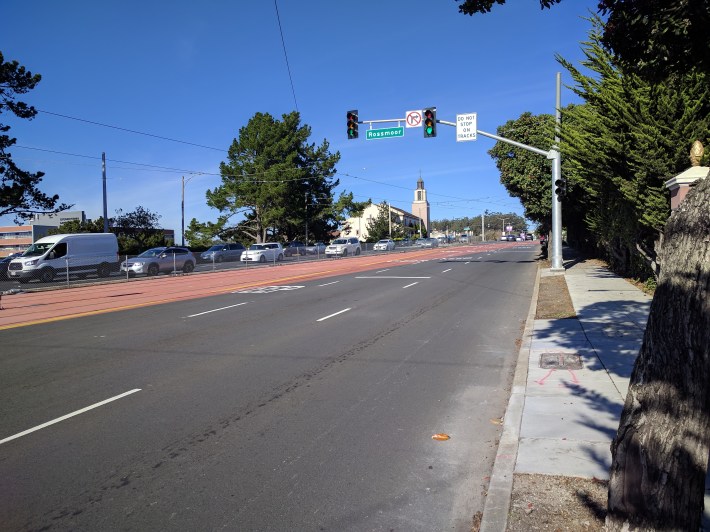 This signal, which is supposed to allow trains to cross 19th, was still green until the train was forced to stop and wait