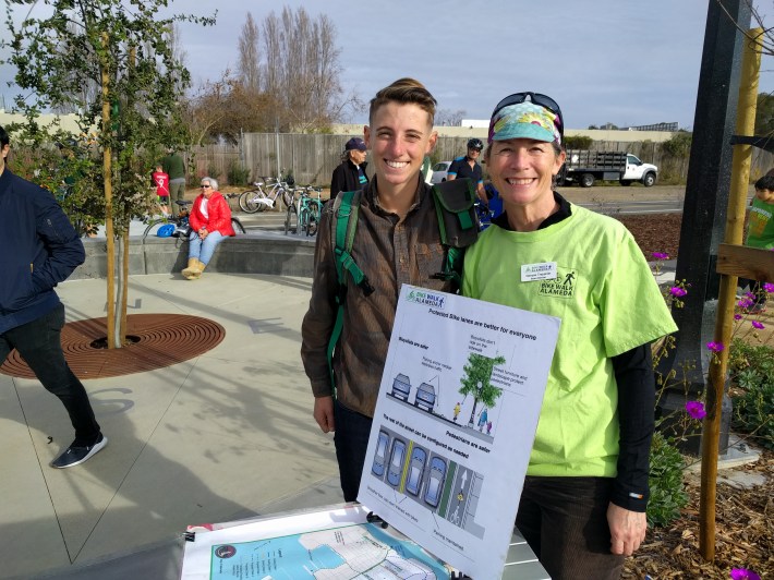 Bike East Bay's Susie Hufstader and Bike Walk Alameda's Denyse Trepanier, at Saturday morning's opening