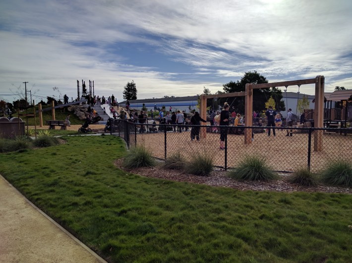 A playground is one of many new uses for this abandoned rail yard