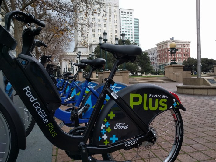 Electric assist GoBikes are now available in Oakland. Photo: Streetsblog/Rudick