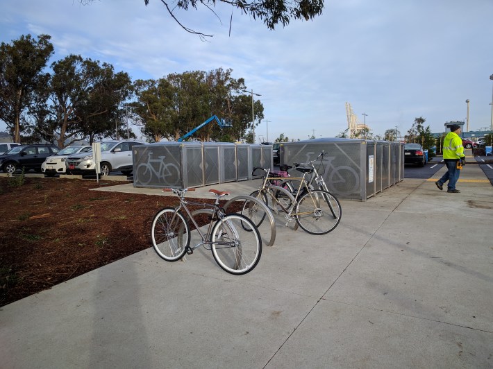 There is secure bike parking at the Richmond terminal