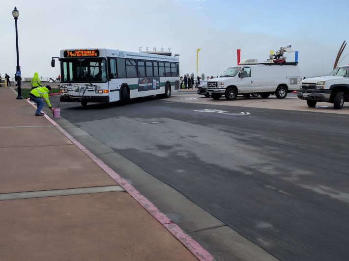 AC Transit's 74 is available right outside the dock