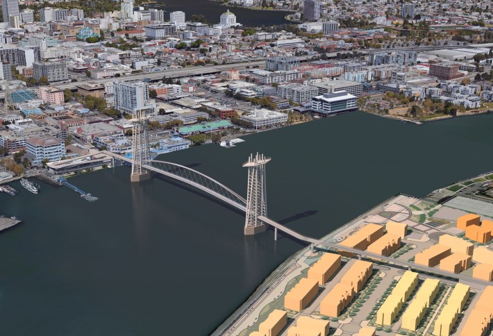 A concept for a lift bridge between western Alameda and Jack London Square. Image: City of Alameda