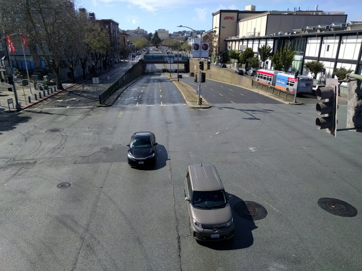 The Geary Rapid project will attempt to reconnect Bucannan and other streets ripped apart by sections of Geary that are effectively ground-level freeways.