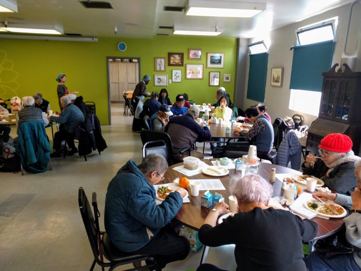 Seniors gathered for lunch at the Richmond Center. But they walk with fear on the surrounding streets. Photo: Streetsblog/Rudick