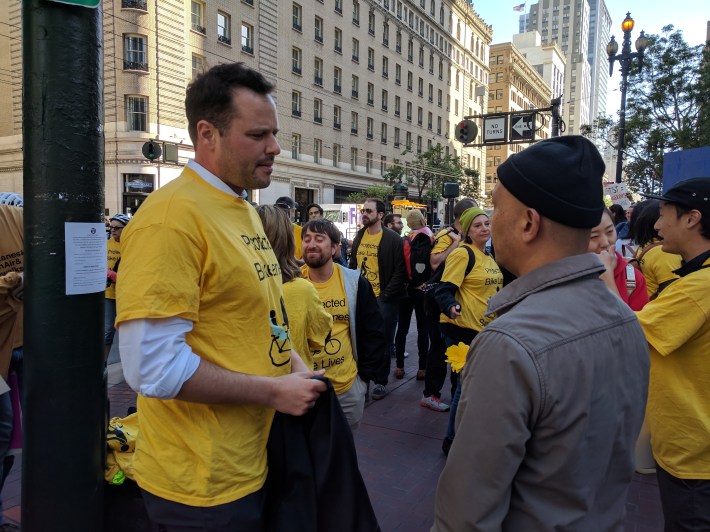 Supervisor Matt Haney and Paul Valdez, an advocate who volunteers with the "Ride of Silence," Bike to Work Day, and a whole lot of other things.