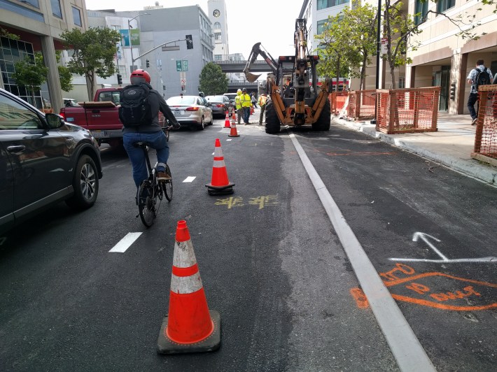 Construction crews once again giving no thought to bicycle safety